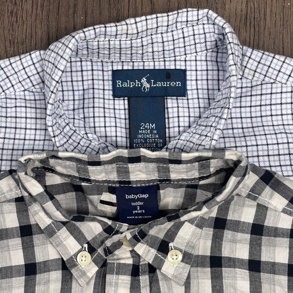 GrowwMe Bndle Ralph Lauren Kids 24mo + GAP 2T Checkered Button Down LSS Set - Picture 2 of 10